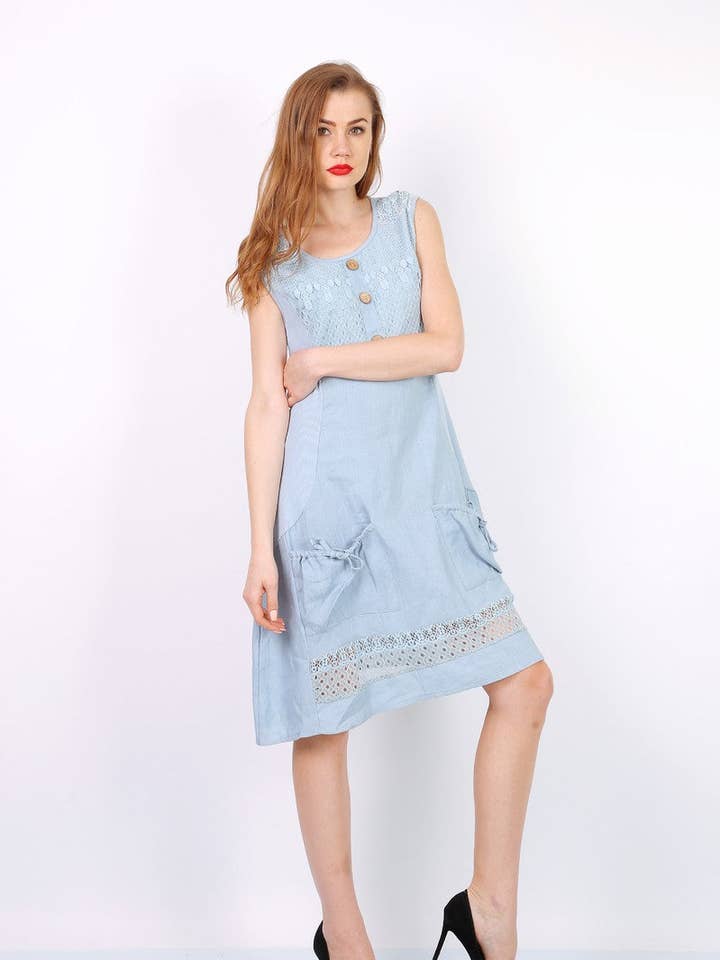 MACMAX HURRICANE vanlig kort klänning himmelsblå för wholesale av MACMAX