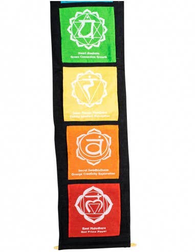 Multicolored 7 Chakras Vertical Tapestry for wholesale on Faire2