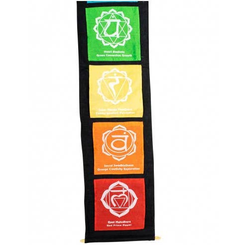 Multicolored 7 Chakras Vertical Tapestry for wholesale on Faire2