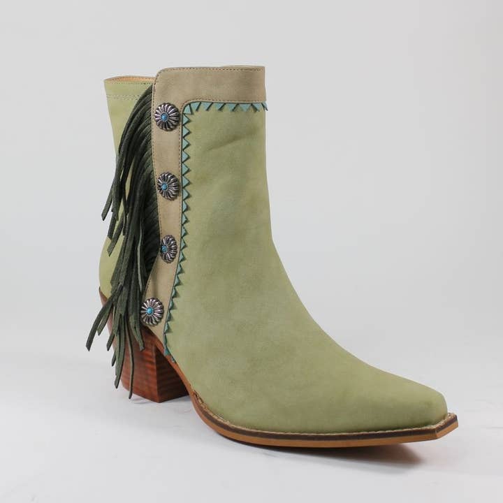 Mars Sky Shoes Wholesale - Wholesale Booties - Women's - Arider Girl GIZELLE Women Fringe Chunky Heel Ankle Booties
