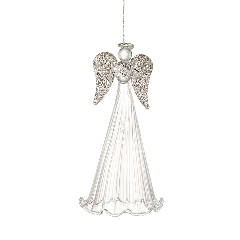 Heaven Sends – wholesale Ornament – TALL GLASS ANGEL WITH SILVERY WINGS0