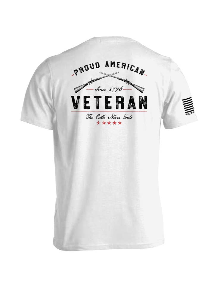 Shield Republic - Wholesale Screen printed t-shirt – Men′s - Proud American Veteran The Oath Never Ends4