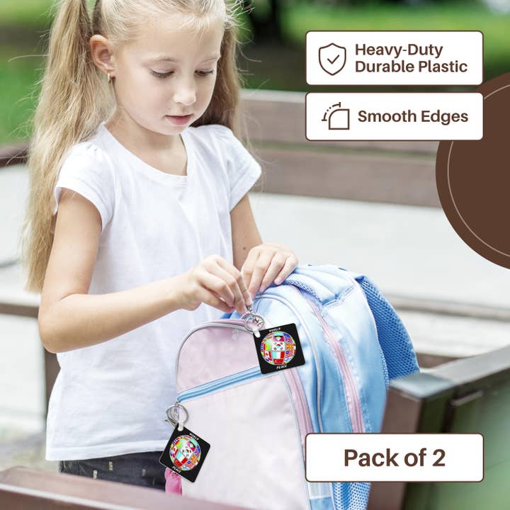 3dRose – Großhandel Schlüsselanhänger – Unisex – 3dRose, Weltfriedensglobus mit allen Länderflaggen, Schlüsselanhänger3