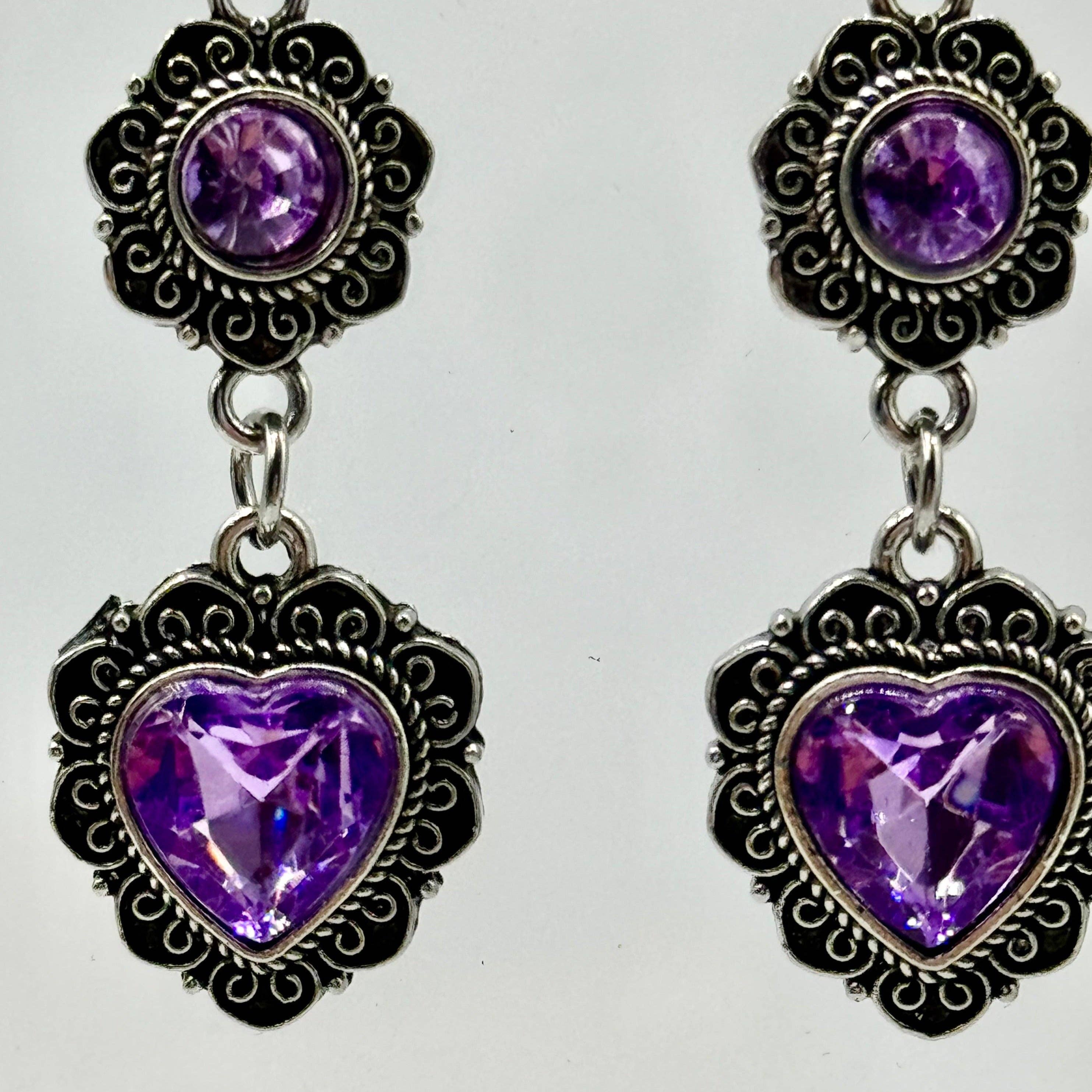 ARTEMIS - Vente Boucles d'oreilles pendantes - Boucles d'oreilles pendantes en argent gothique avec pierre d'améthyste2