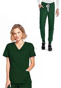 Scrubandmore - Wholesale Healthcare Uniform - Women's - Ladies Half Sleeve 4-Pocket Jogger Scrub Set with Drawstring0