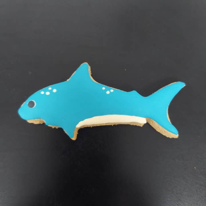 Shark Dog Cookie for wholesale by P.S. Paws Pet Bakery