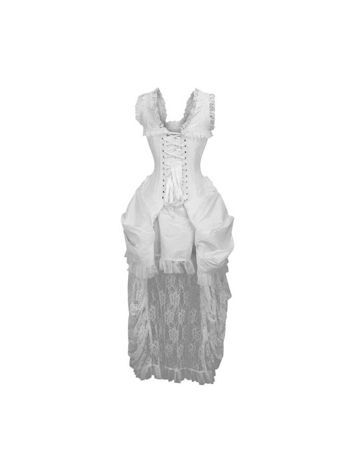 Daisy Corsets – Engroshandel Kostume – til kvinder – Top Skuffe Stålbenet Hvid Lace Victorian Bustle Corset Kjole2