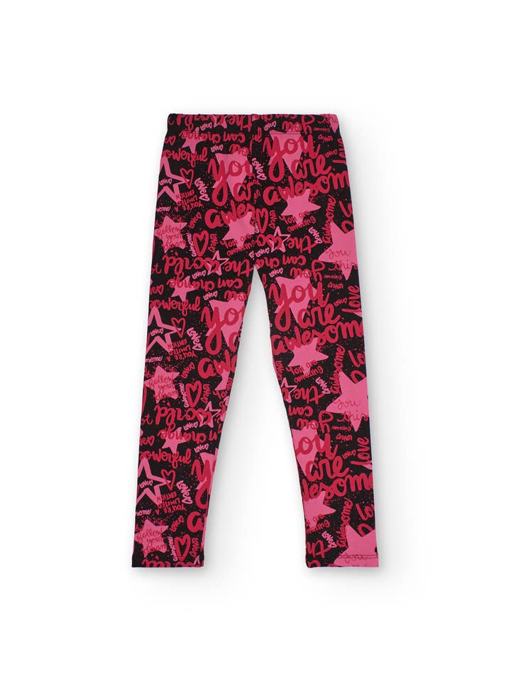 Multicolor typographic print leggings for girls for wholesale by tuc tuc