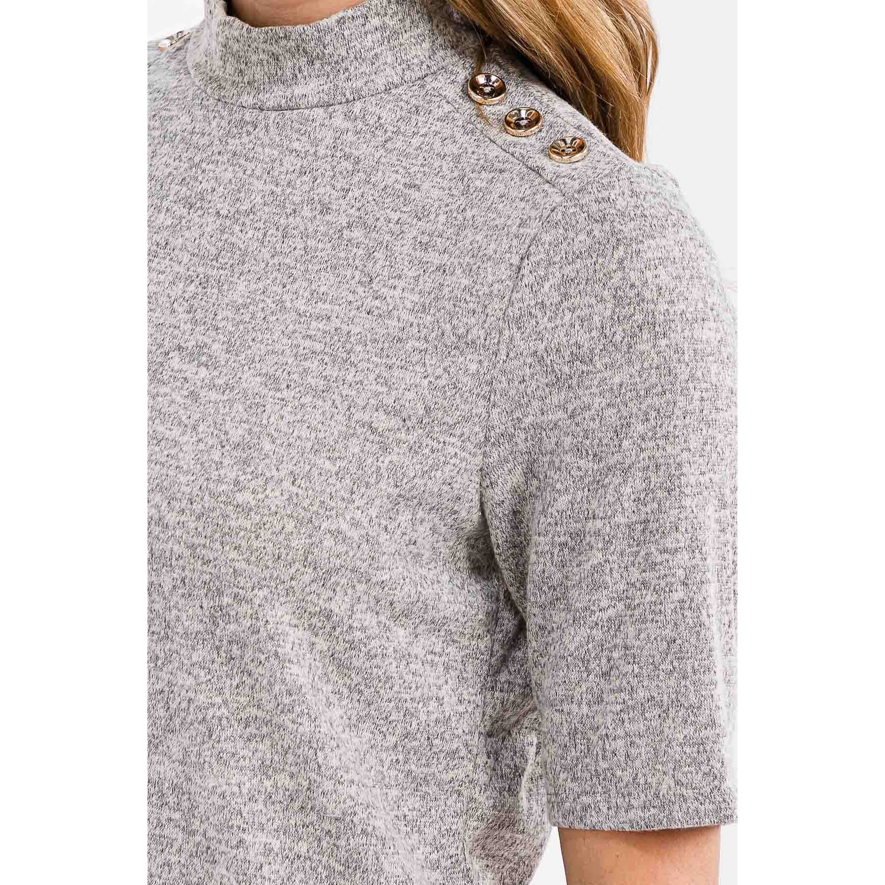 Heather havermout SWEATSHIRT MET KNOOPJES OP DE SCHOUDER EN OPSTAANDE KRAAG voor groothandel op Faire3