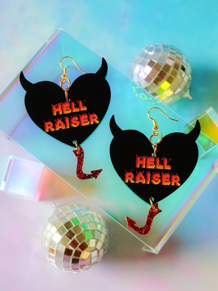 Devil Babe Hell Raiser Earrings for wholesale by Rebel Disco Designs