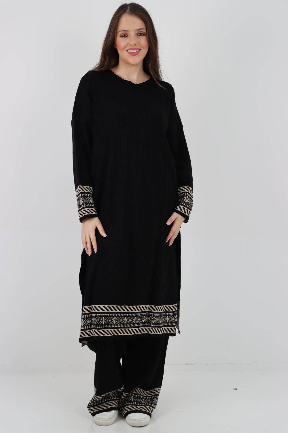 Miss Bold – wholesale Set med topp och byxa – Dam – Italienskt ribbat koord-set med kontrasterande kant för vinter15