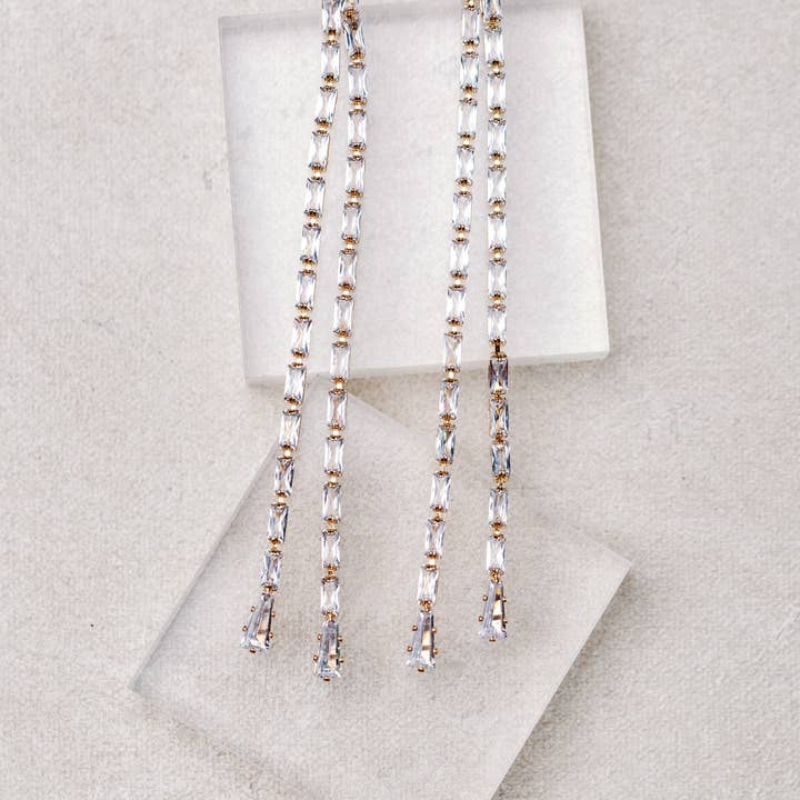 St Armands Designs of Sarasota - Wholesale Dangle Earrings - Swingy Diamond Tennis Duster Holiday Earrings 3