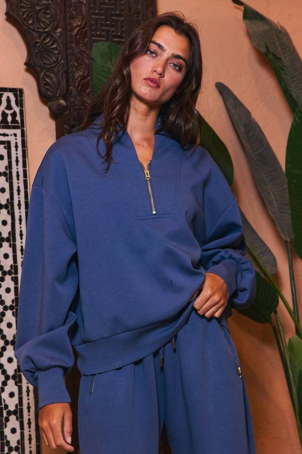 BUCKETLIST INC - Wholesale Sweatshirt - Women's - IT2154 Half Zip-up Scuba Sweatshirts5