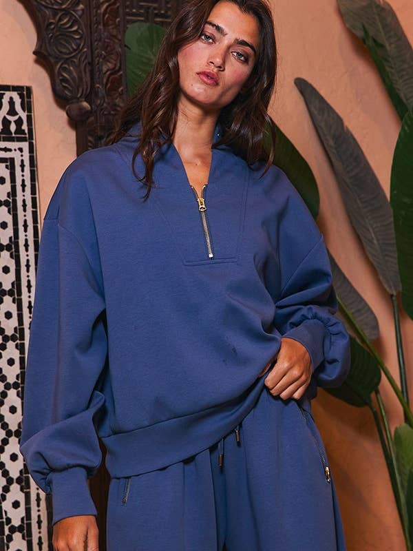 BUCKETLIST - Wholesale Sweatshirt – Women's - IT2154 Half Zip-up Scuba Sweatshirts15