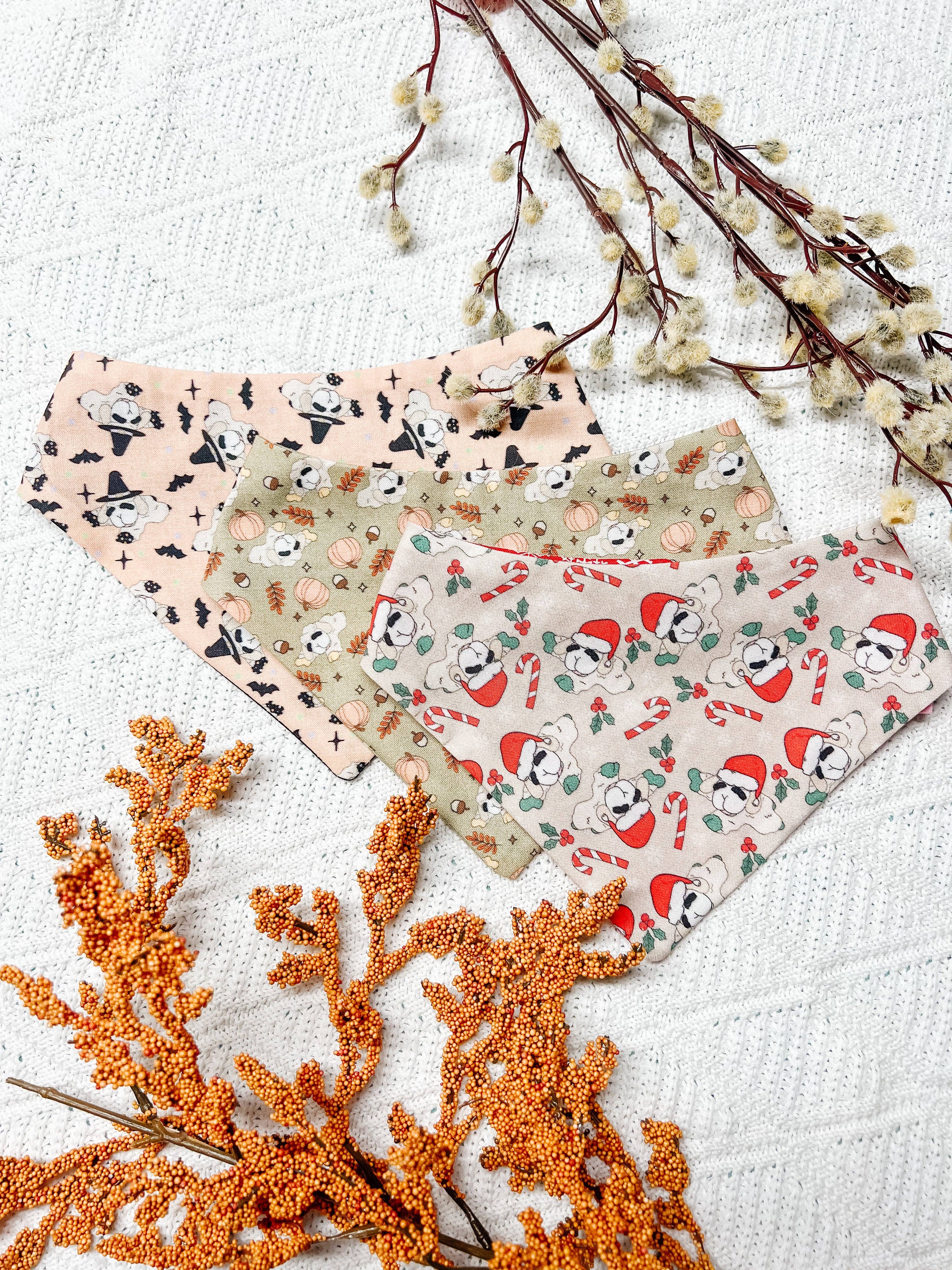 StellaLoo - Wholesale Pet Bandana - Dog - Fall Lamb Reversible Dog Bandana, Pumpkin Snap On Pet Scarfs4