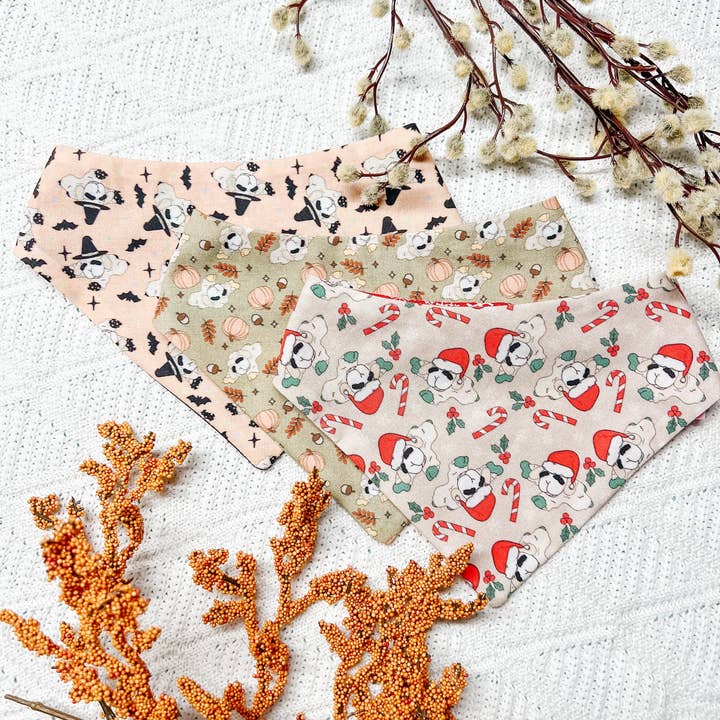 StellaLoo - Wholesale Pet Bandana - Dog - Fall Lamb Reversible Dog Bandana, Pumpkin Snap On Pet Scarfs4