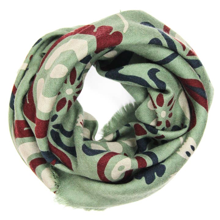 Les Belles Vagabondes - Wholesale Scarf - Women's - Tatiana Khaki Wool Square0
