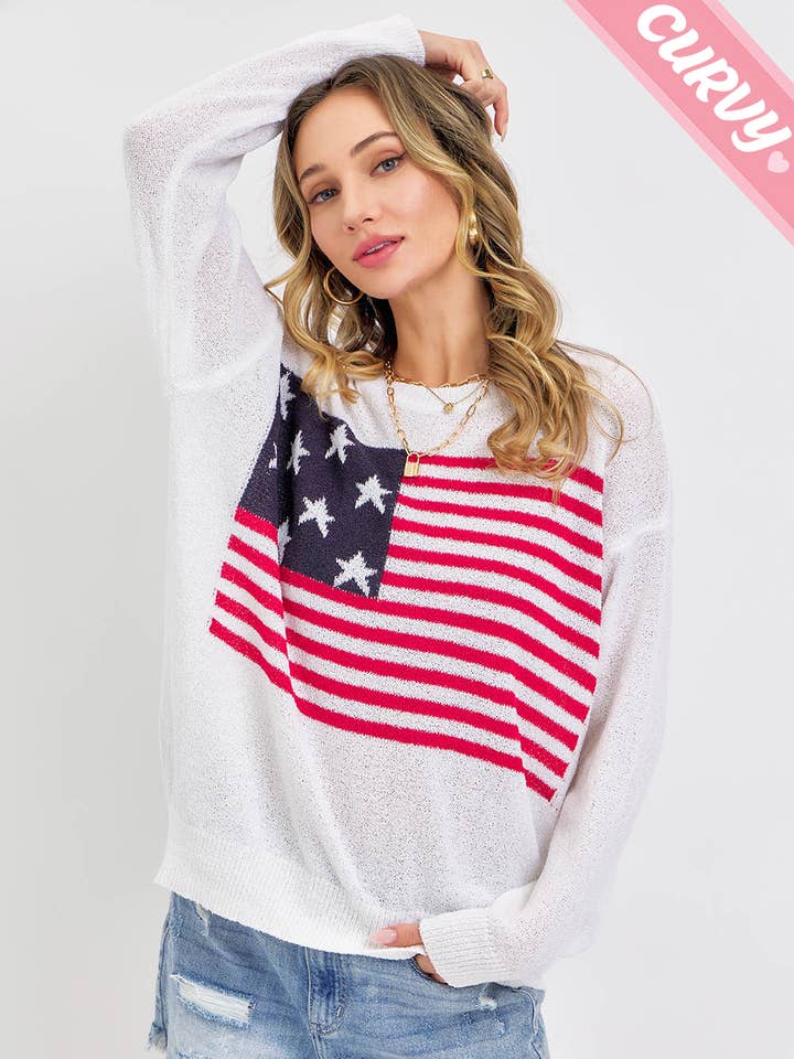 SUÉTER CON BANDERA AMERICANA TALLA GRANDE para venta al por mayor de Sweet Lovely by Jen