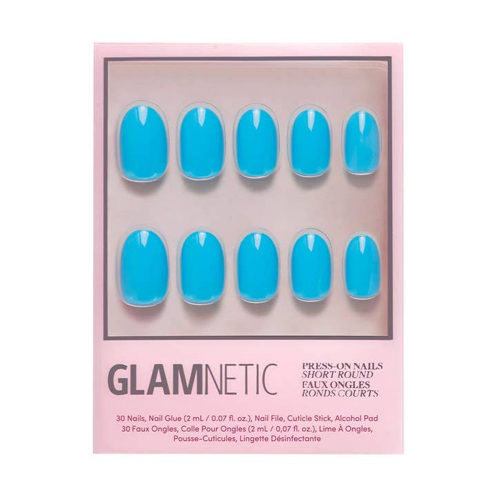 Glamnetic - Wholesale Press-On/Fake Nails - Azure Blue Press-On Nails | Short Round Length | Solid Nails