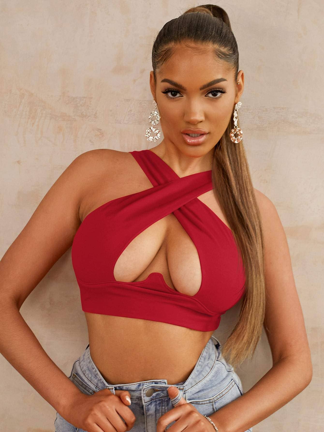 Flarix – Engroshandel Bluse - Dame – kryds og tværs udskæring afgrøde top4