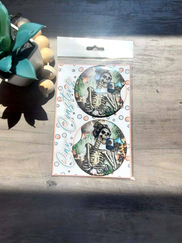 Skelly Mom Coffee Car Coasters Wholesale for wholesale by Trippin Designs