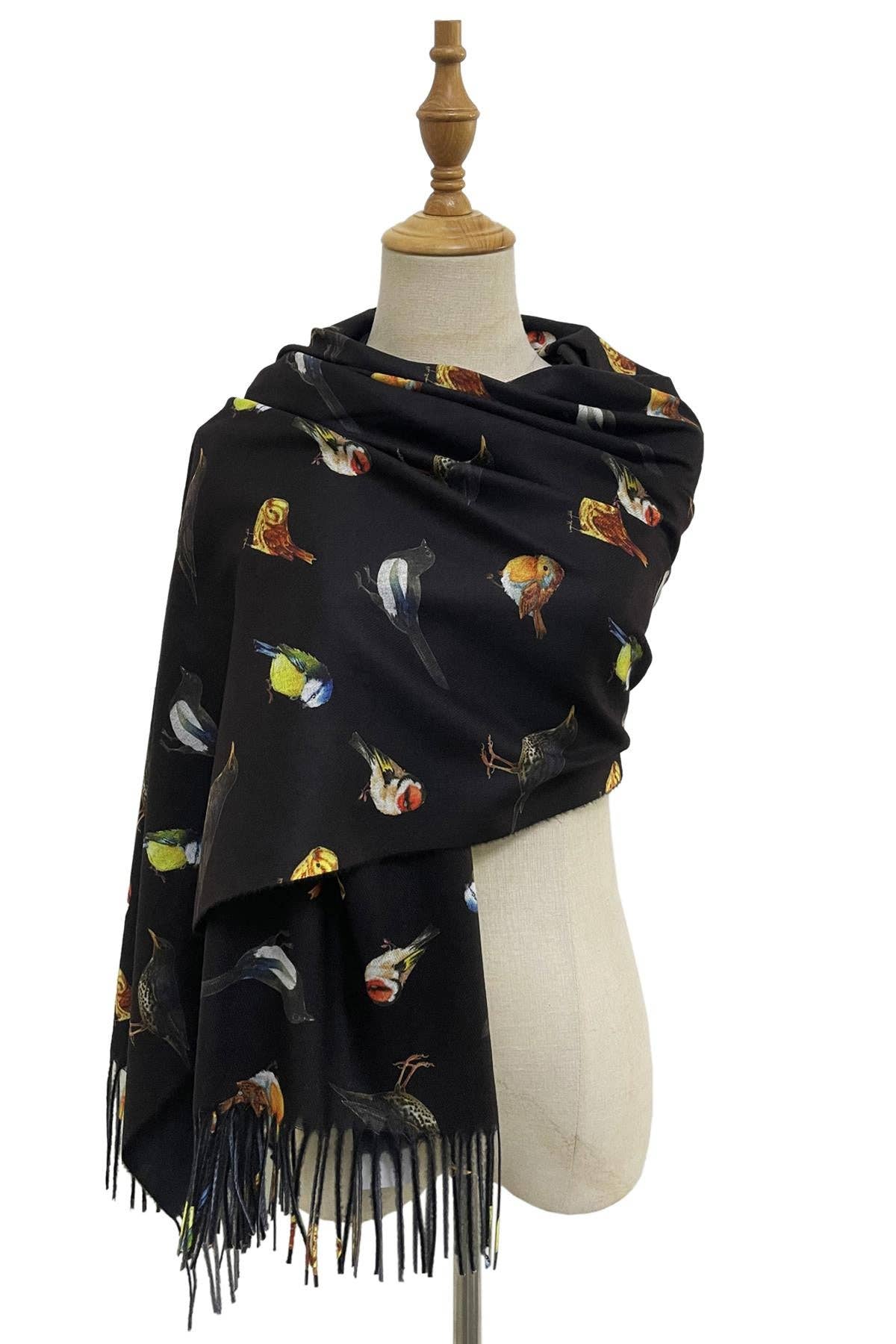 Fashion Scarf World - Wholesale Sjaal - Dames - Sjaal met kwastjes en print van British Wildlife Birds12