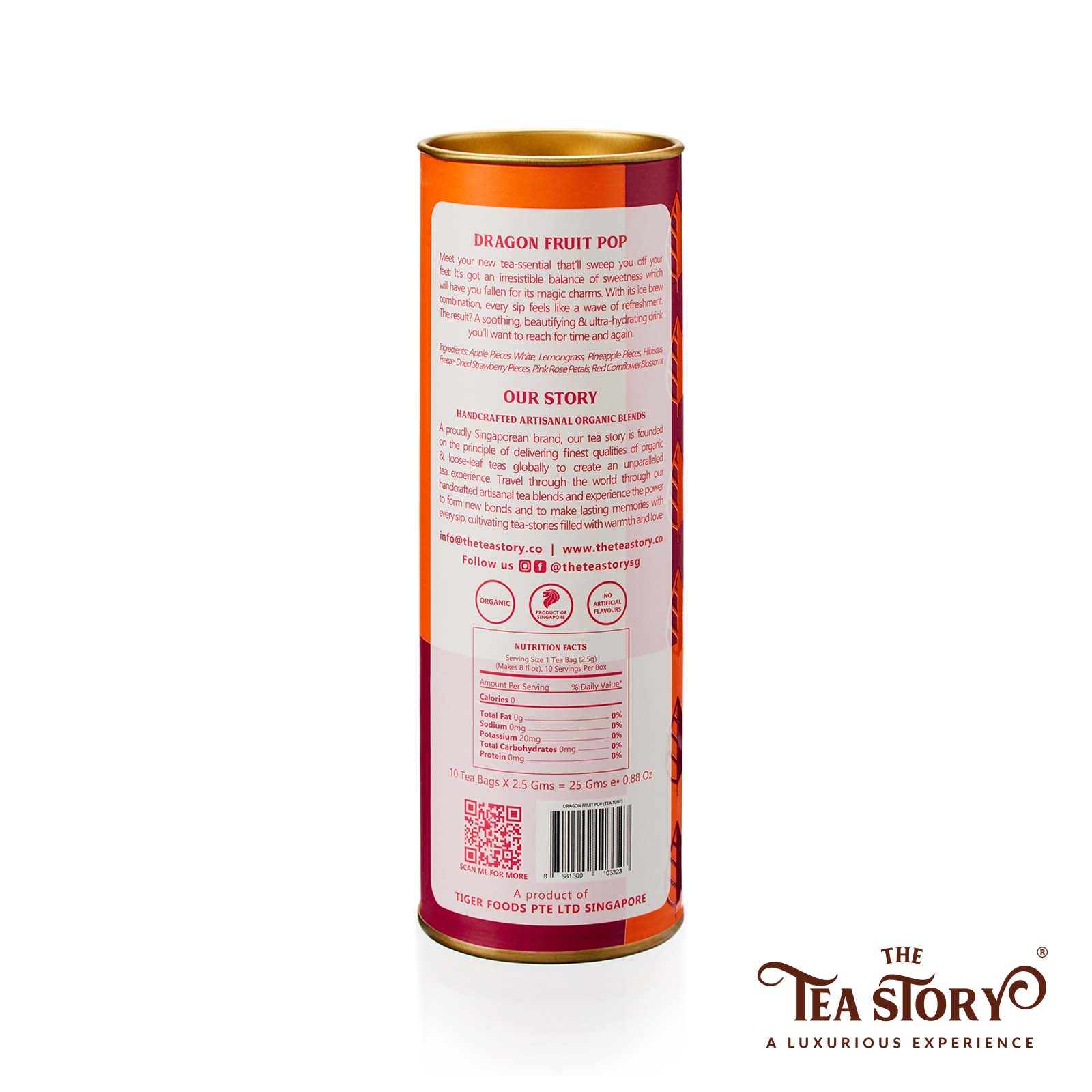 The Tea Story - Wholesale Health/Detox Tea - Dragon Fruit Pop Tea Tube1
