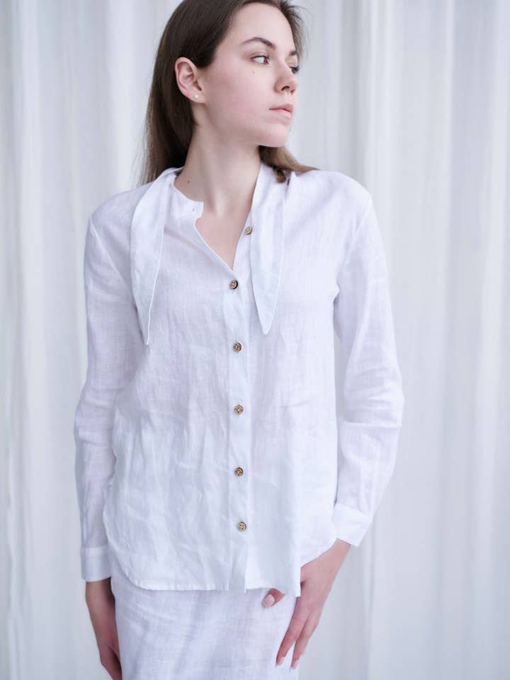 Camisa de linho Messina por atacado de VIL'NI