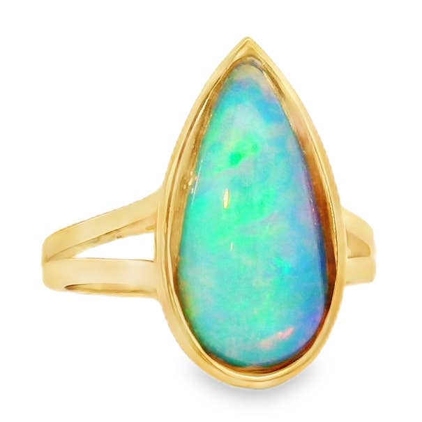 Pear Shaped Opal Ring in 14K Yellow Gold – 3 Carat Natural Opal for wholesale by Elissar Couture