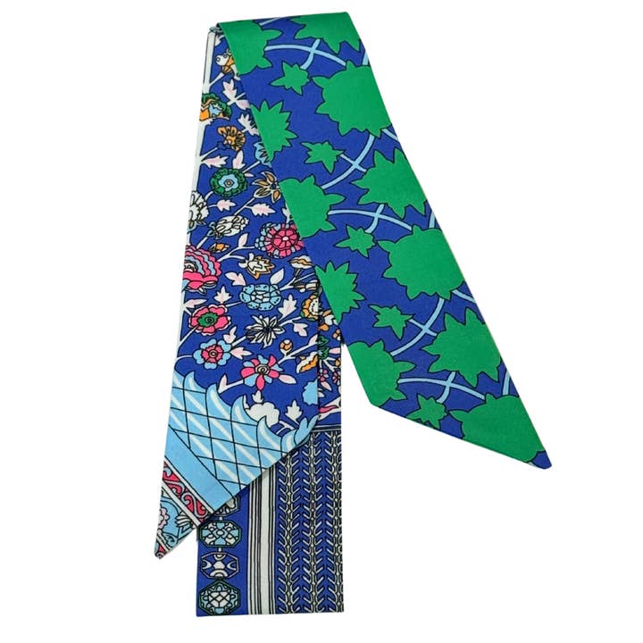 Blue & Green Floral Print Scarf for wholesale by Kiss Me Kate Jewelry