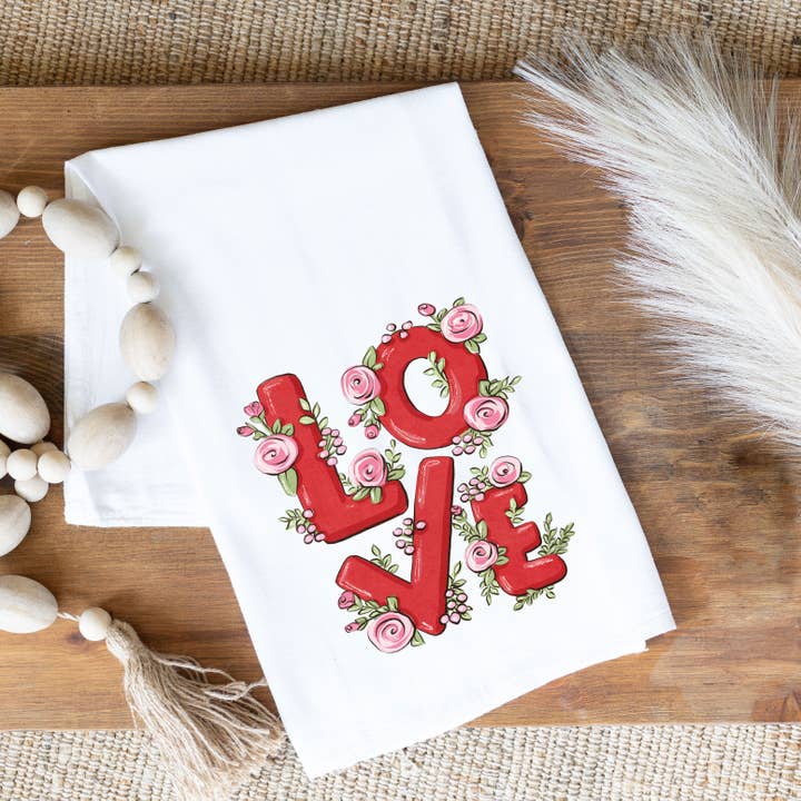 Clairmont & Co - Wholesale Tea Towel - Valentines Day Tea Towel, Rosey Love