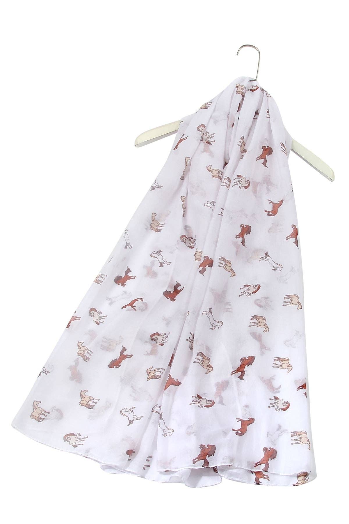 White Galloping Horse Print Scarf for wholesale on Faire3
