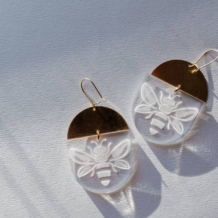 Splendor and Stone - Wholesale Dangle Earrings - Aibelle Clear