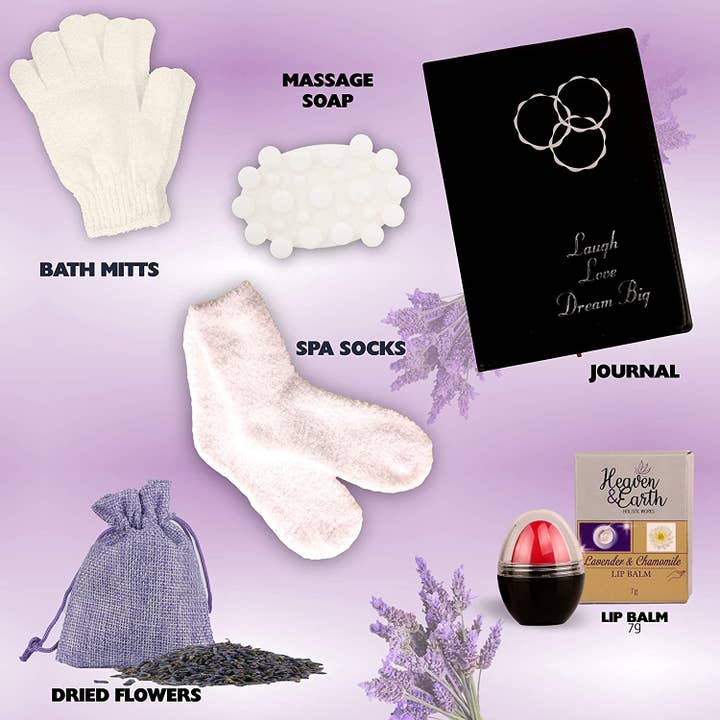 Pure Parker - Wholesale Bath & Body Set - Lavender & Chamomile Pampering Spa Gift Basket For Mom