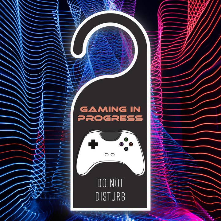 P7323 - Gaming In Progress Do Not Disturb Door Hanger Gaming for wholesale by Vivid Squid Wholesale