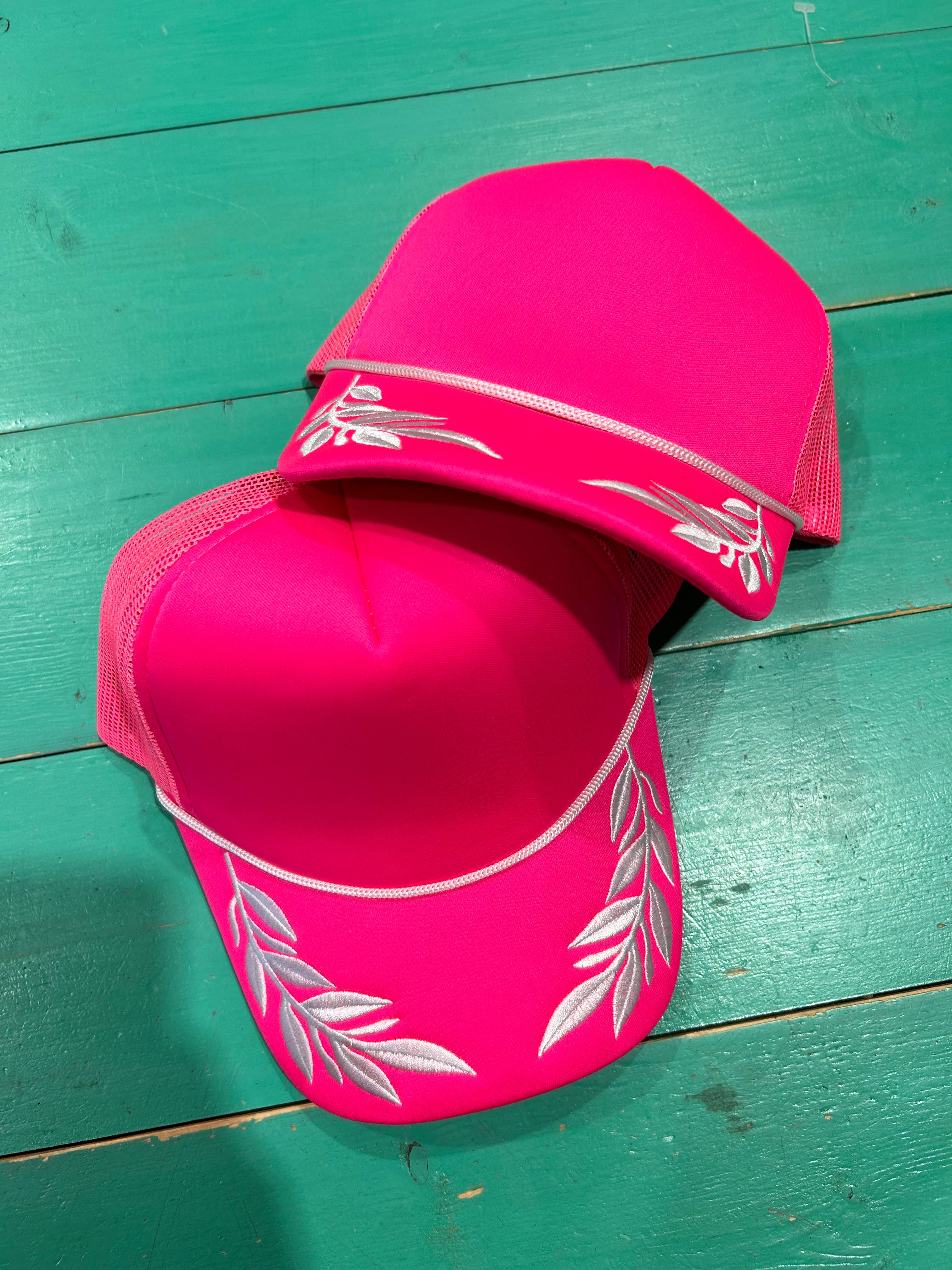 Vibes Hat Company – boné - Mulher por atacado – Vibes Neon Pink Captain Foam Trucker | Bar de Chapéus | Bonés Lisos