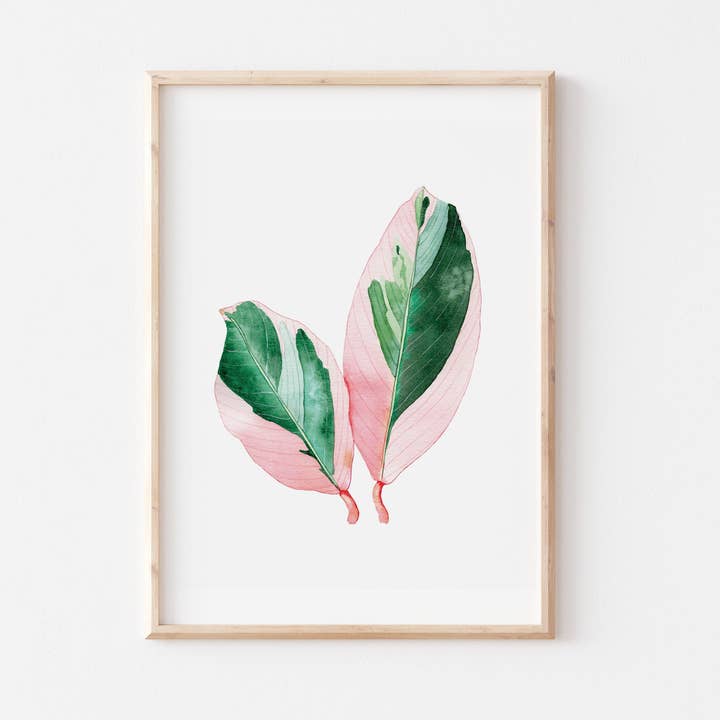 Ficus Elastica Watercolor Leaf Painting Wall Decor for wholesale by Art Ville Creations