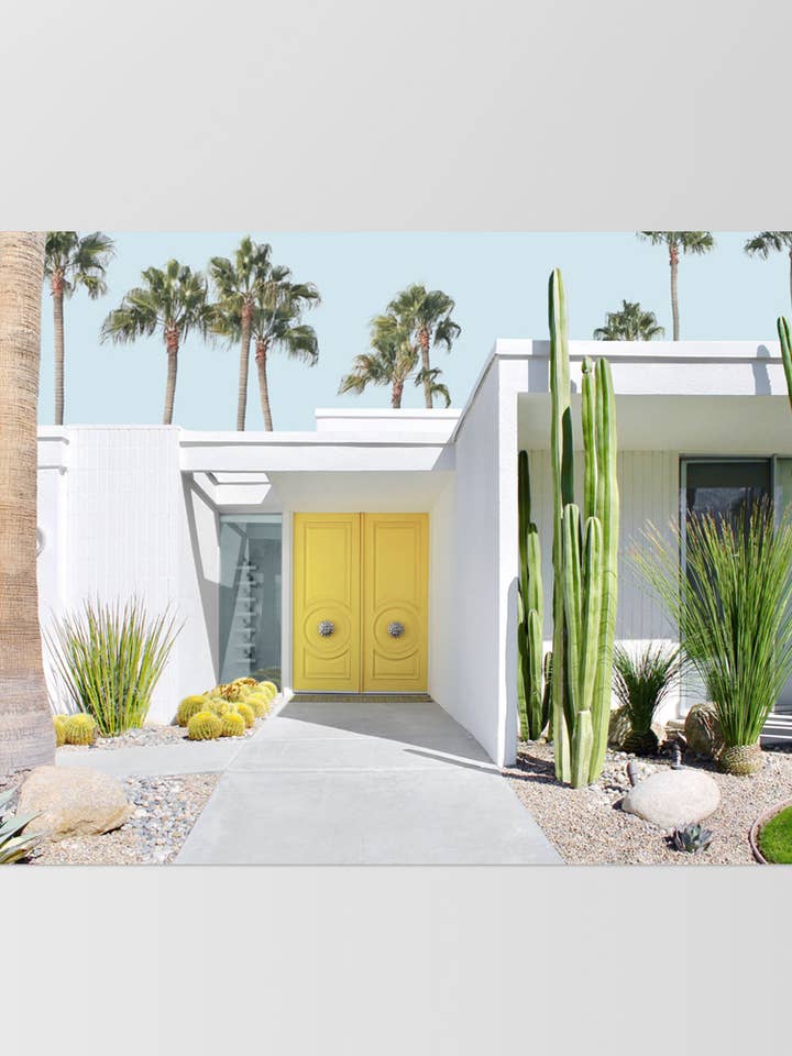 Palm Springs House-tryck. Gul dörr. Poster från mitten av århundradet för wholesale av PRINT AND PROPER