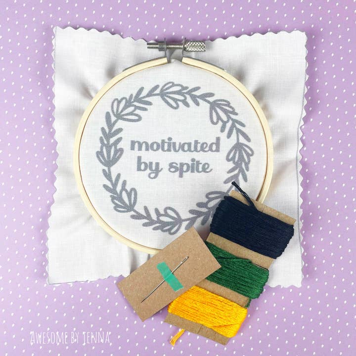 Awesome by Jenna - Wholesale Embroidery/Cross Stitch Supplies - Beginner Motivated by Spite DIY Hand Embroidery Kit1