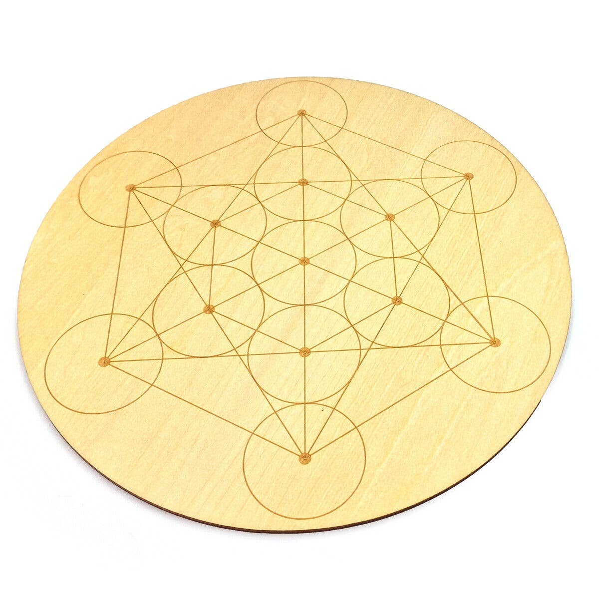Shamans Crystal - Wholesale Crystal Grid - Crystal Grid Plates Round In Wood, 20cm Wide, Flower of Life14