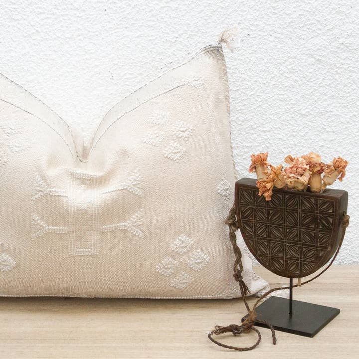 Kridhvid Silketæppe Lændepude for engroshandel hos De-cor