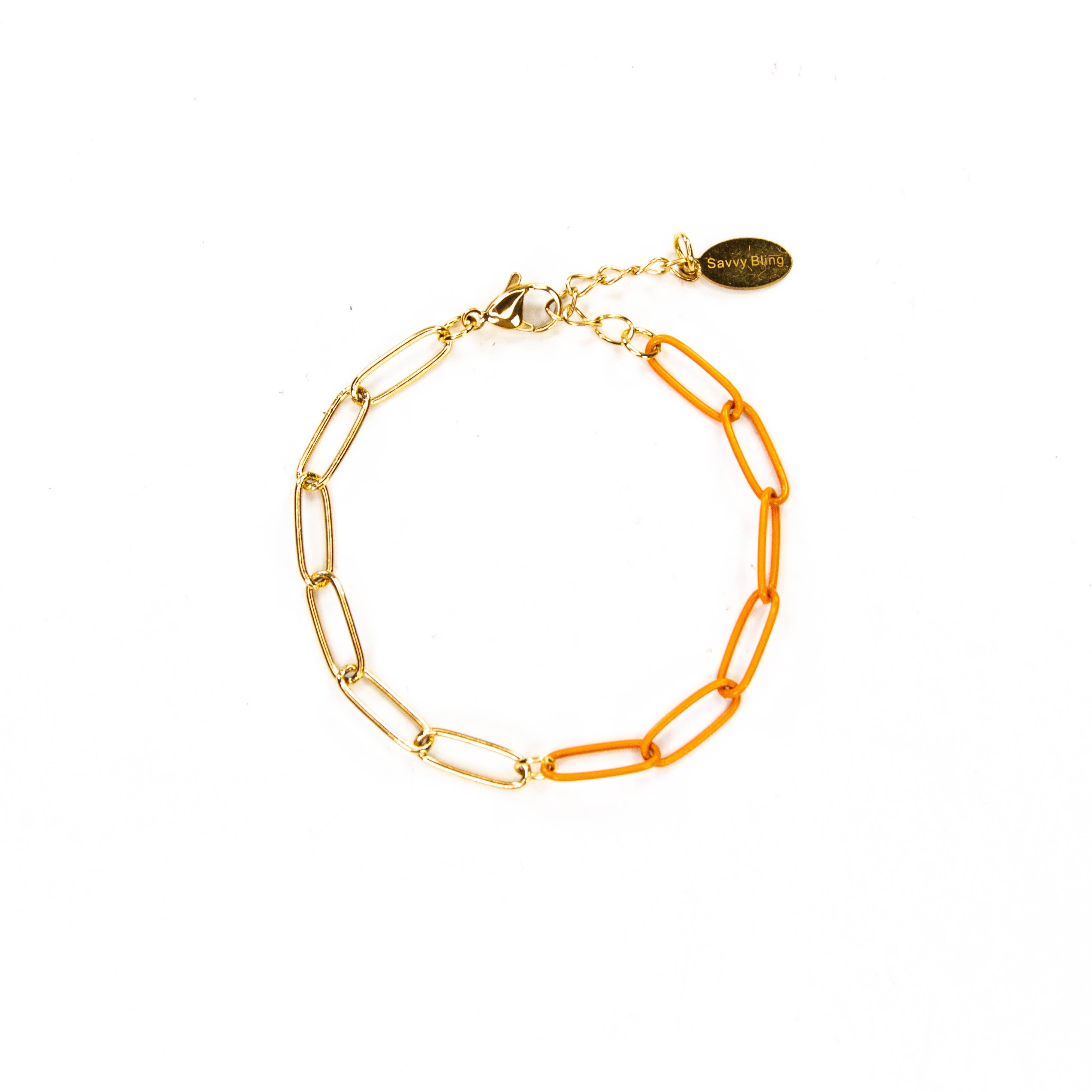 Savvy Bling - Wholesale Link & Chain Bracelet - Enamel 16+ Colors paperclip & Gold chain link bracelet18