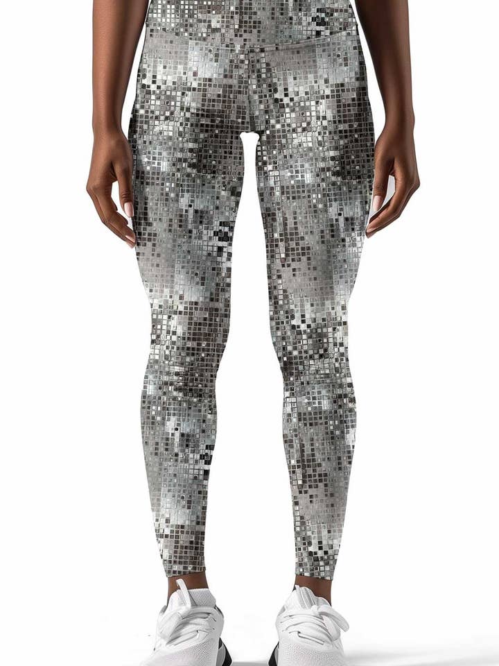Silverlight Lucy Grey Glitter Print Sporty Leggings Yoga Pants - Women for wholesale by Pineapple Clothing