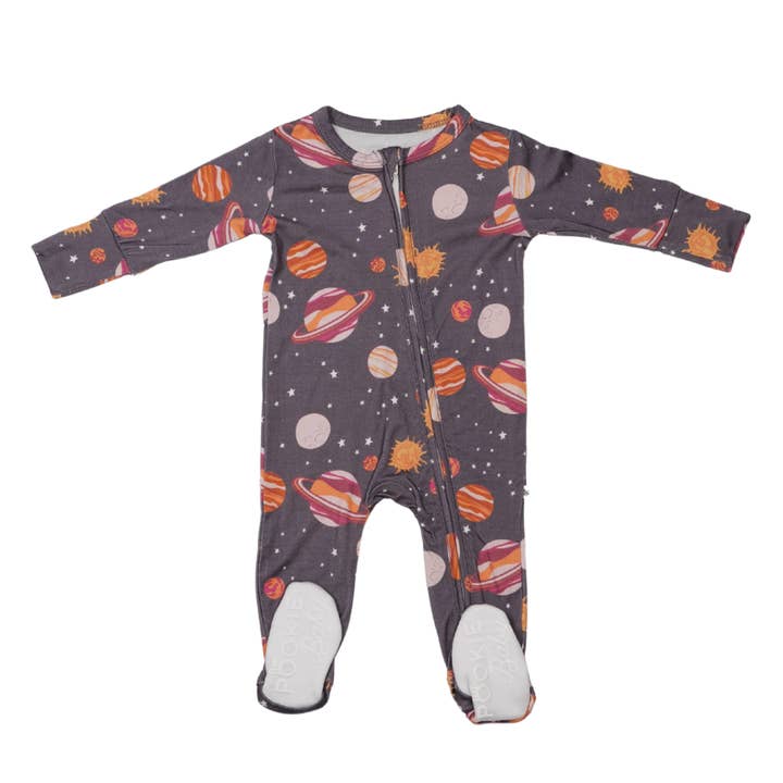 Pookie Baby - Wholesale Bodysuit (Footed) - Baby - Space Bamboo Viscose Pookie Jamas Zipper Footies