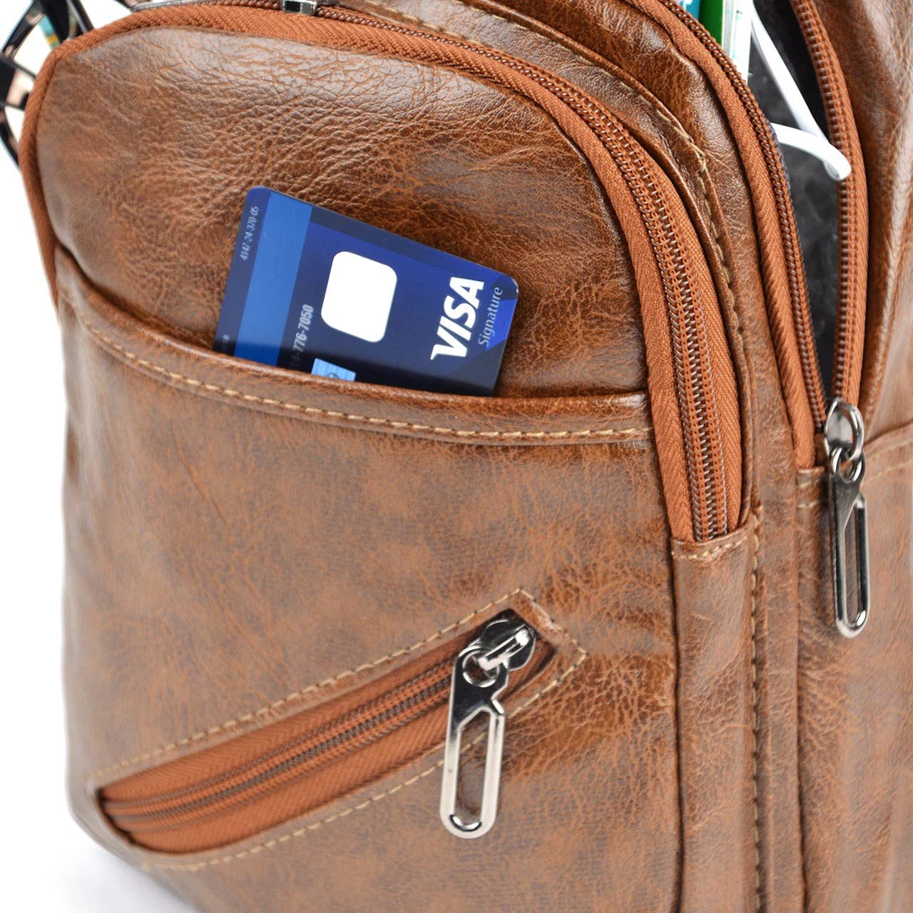 Selini New York - Vente Sac à bandoulière – femme - Sac bandoulière en cuir PU marron7