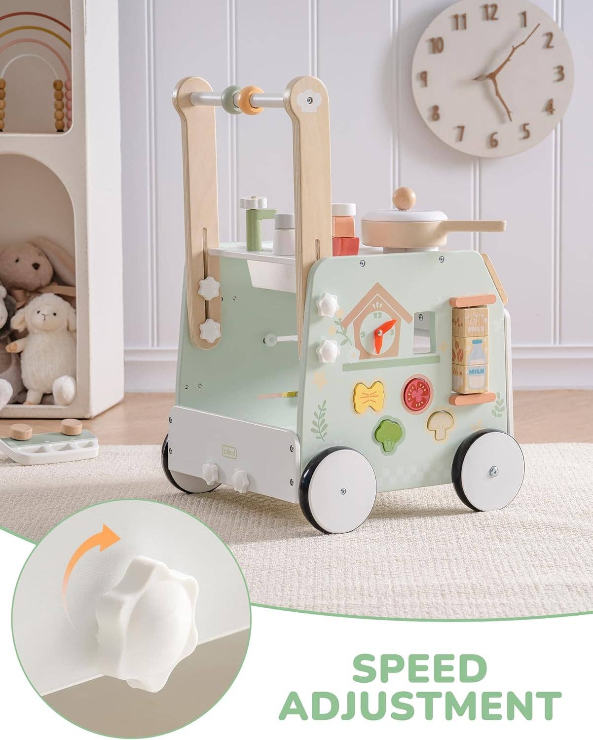 Robud & Mewoofun Official Store - Vendita all'ingrosso Girello - Bambini e neonati - Robud Camminatore in Legno per Bambini con Deceleratore per 12 Mesi+6