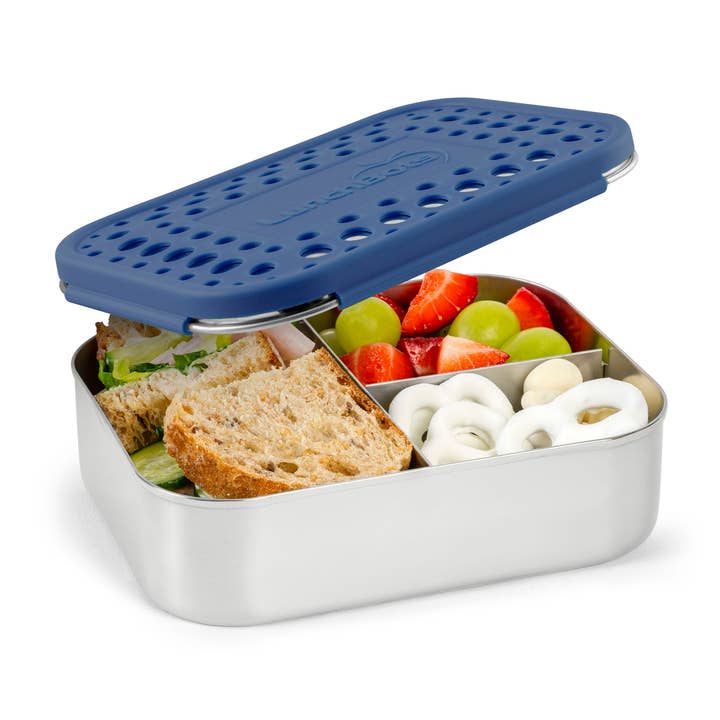 LunchBots Medium Bento Trio Blue Dots for wholesale by LunchBots