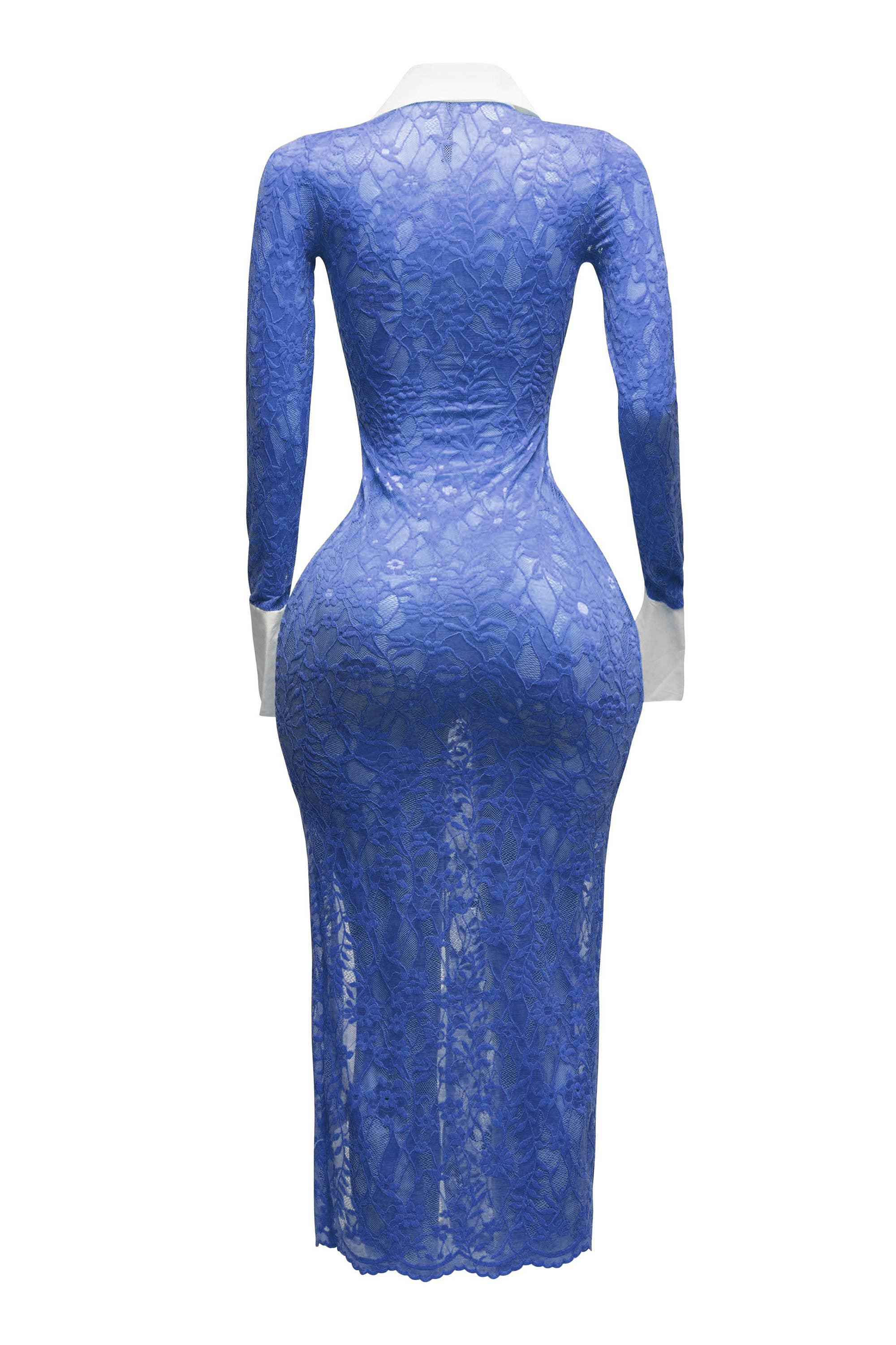 K Too - Vendita all'ingrosso Vestito - Donna - Abito lungo in pizzo con colletto Accent e spacco7