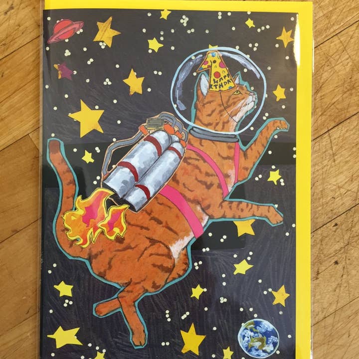 Sunde White Industries - Wholesale Birthday Card - Astro Cat Birthday Card2