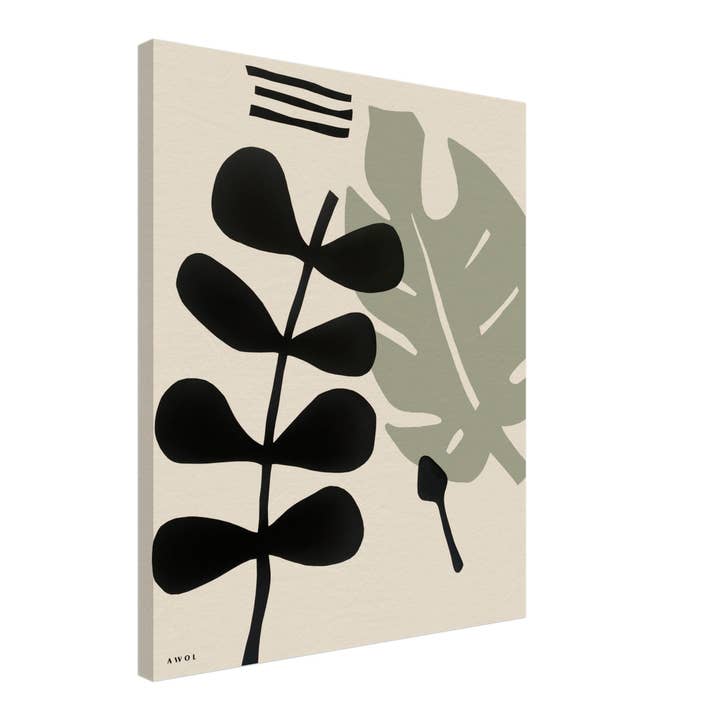 Creations Awol - Wholesale Art Print - Tropical Plant Art With Graphic Leaves: Canvas Art Print
